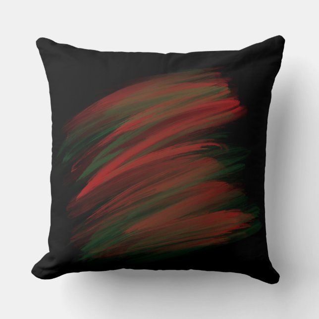 Red and Green Brush Strokes  Throw Pillow (Front)