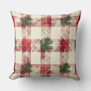 Red and Green Buffalo Plaid Christmas Throw Pillow