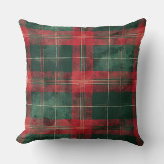 Red and Green Buffalo Plaid Christmas Throw Pillow