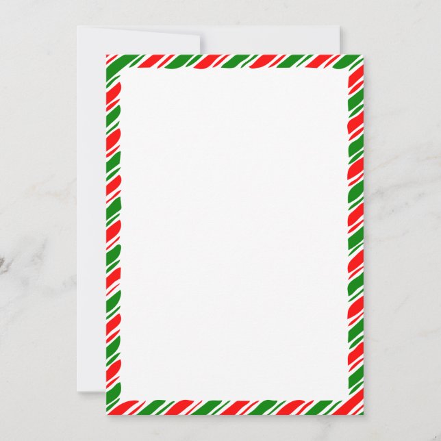 Red and Green Candy Cane Border Christmas Blank Invitation (Front)