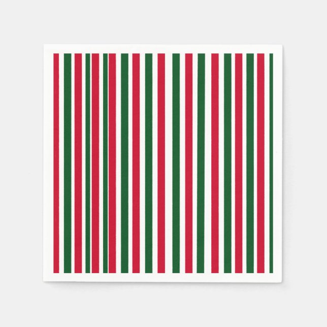 Red and Green Candy Cane Christmas Stripes  Napkin (Front)