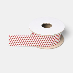 Red and Green Candy Cane Stripe Holiday Ribbon Satin Ribbon