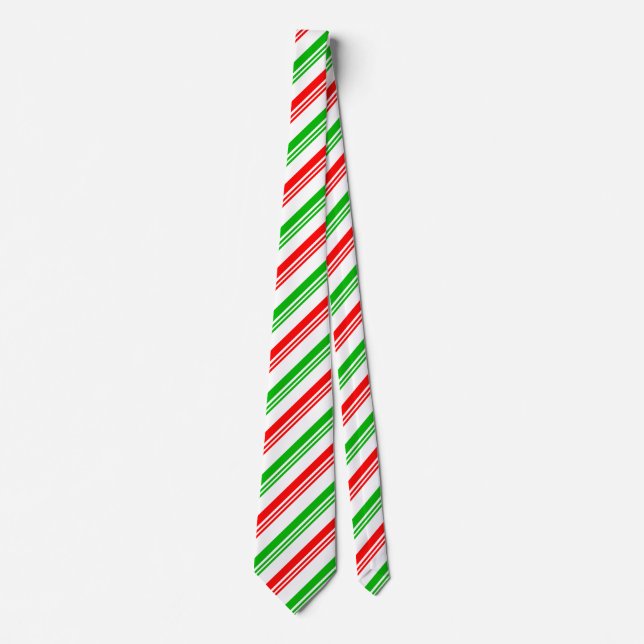 Red and Green Candy Cane Stripes Tie (Front)