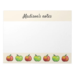 Red And Green Cartoon Apple Fruits & Custom Text Notepad