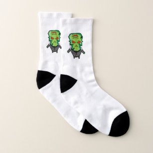 Red and green cartoon creepy monster socks