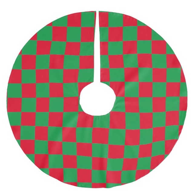 Red and Green chequered pattern  Brushed Polyester Tree Skirt (Front)