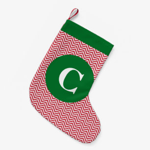 Red and Green Chevron Initial Stocking