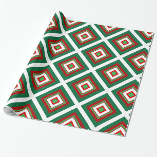 Red and Green Christmas Art Deco Wrapping Paper