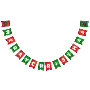 Red and Green Christmas Decoration Bunting Flags