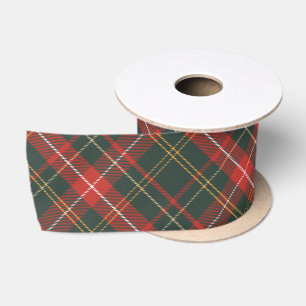 Red and Green Christmas Diagonal Plaid Satin Ribbon