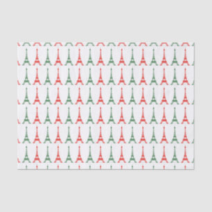 Red and Green Christmas French Theme Eiffel Towers Tissue Paper