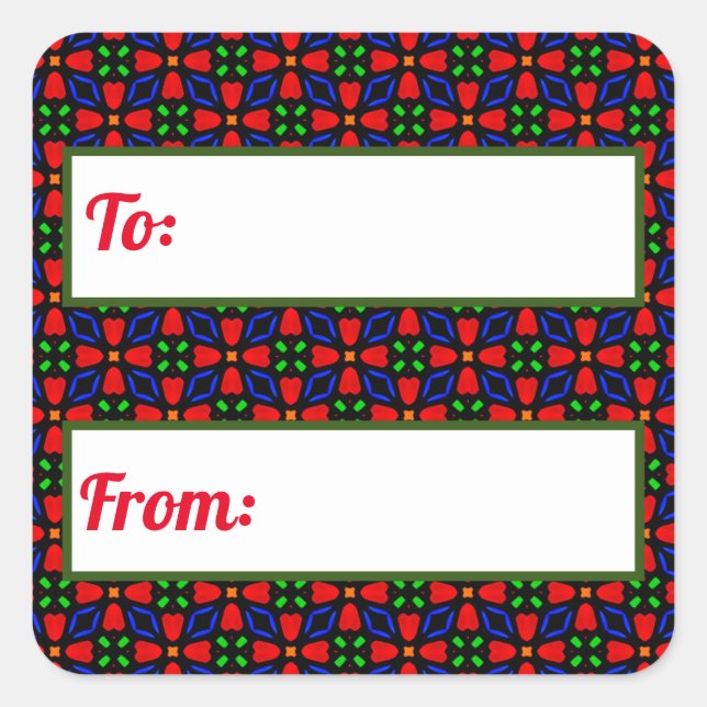 Red and Green Christmas Gift Sticker (Front)