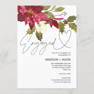 Red and Green Christmas Holiday Engagement Party Invitation