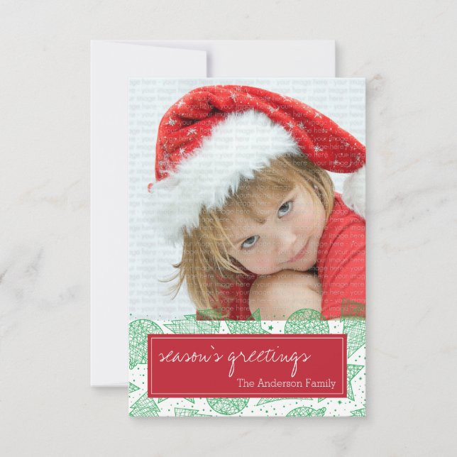 Red and Green Christmas Holiday Photo Card (Front)