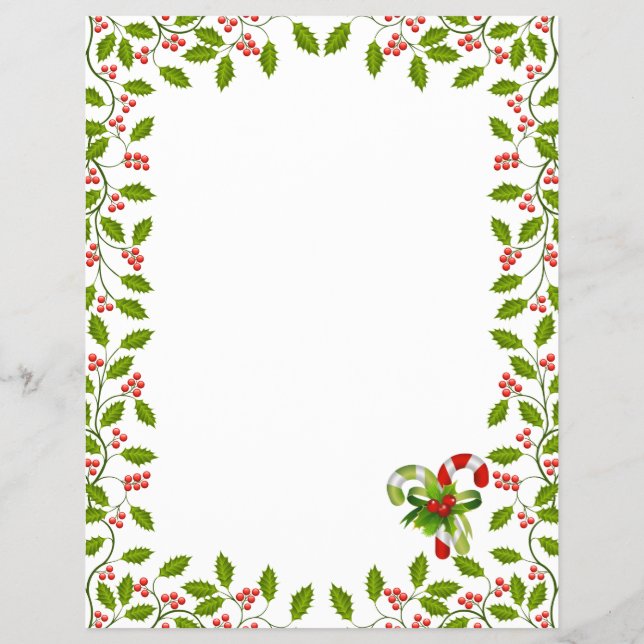 Red and green, Christmas holly, candy canes Flyer (Back)
