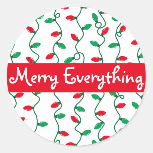Red and Green Christmas Lights l Merry Everything Classic Round Sticker