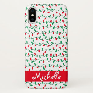 Red and Green Christmas Lights l Name Case-Mate iPhone Case