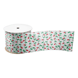 Red and Green Christmas Lights Satin Ribbon