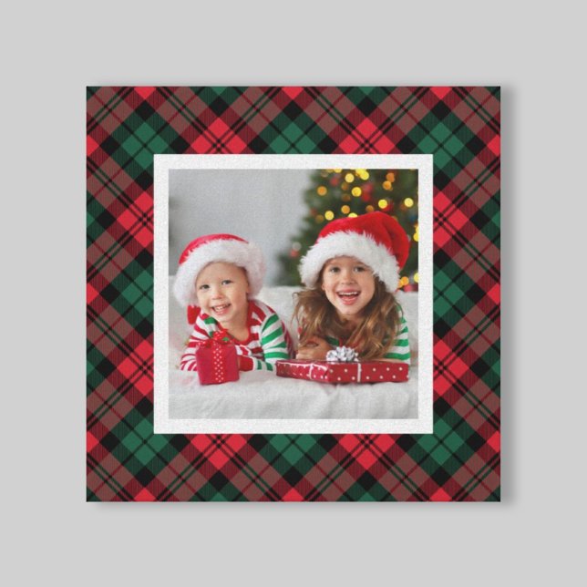 Red and Green Christmas Plaid Custom Photo Canvas Print (Creator Uploaded)