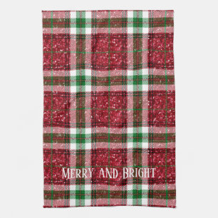 Red and Green Christmas Plaid Merry and Bright Kitchen Towel