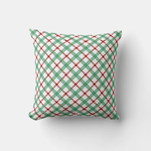 Red and Green Christmas Plaid Seamless Pattern Throw Pillow