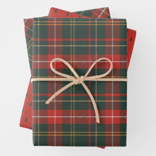 Red and Green Christmas Plaid Wrapping Paper Sheet