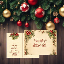 Red and Green Christmas Poinsettia Wedding