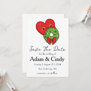 red and green christmas save the date cards