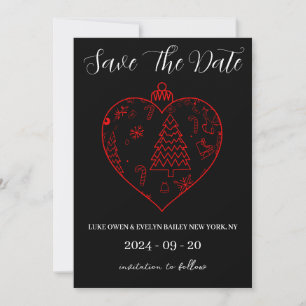 red and green christmas save the date cards