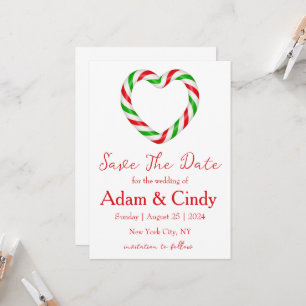 red and green christmas save the date cards