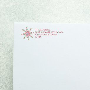 Red and Green Christmas Snowflake Return Address