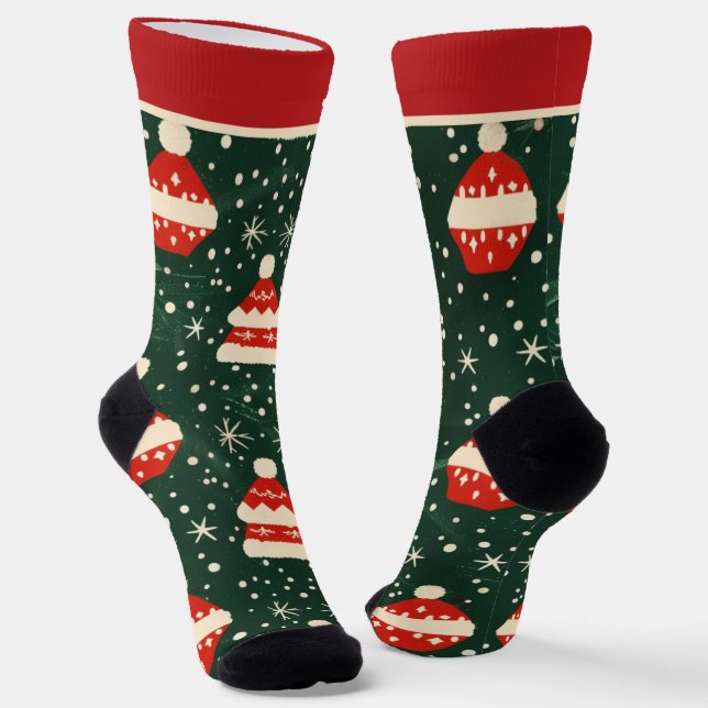 Red and Green Christmas Socks with Name (Angled)