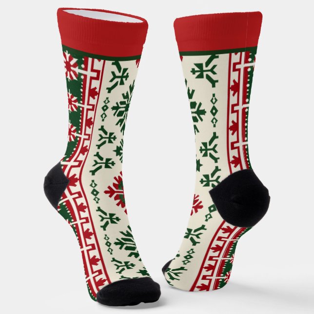 Red and Green Christmas Socks with Name (Angled)