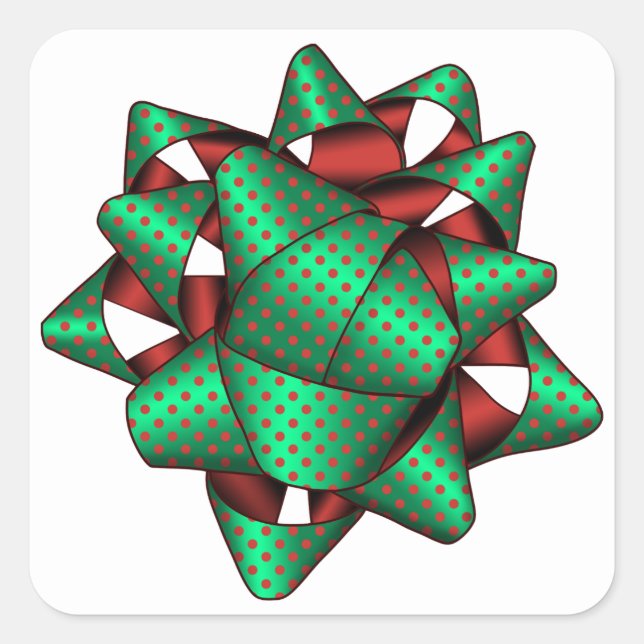 Red and Green Christmas Square Stickers (Front)