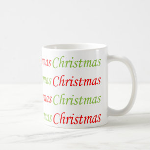 Red and green christmas text coffee mug