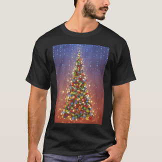 Red And Green Christmas Tree Painting T-Shirt