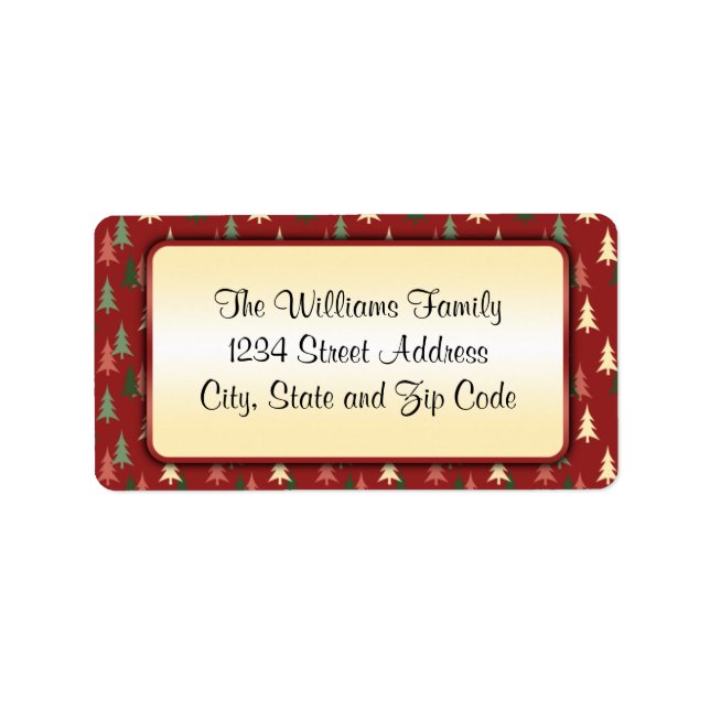 Red and Green Christmas Tree Pattern Label (Front)