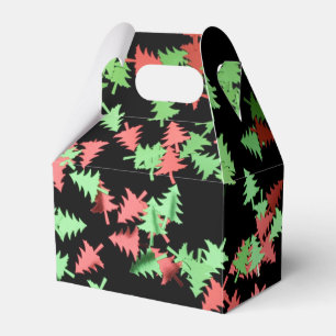Red and Green Christmas Trees Pattern Favour Box
