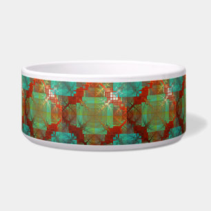 Red and Green Chromatic Fusion Ceramic Pet Bowl