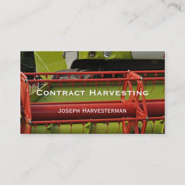 Red and green combine Harvester close-up Business Card (Front)