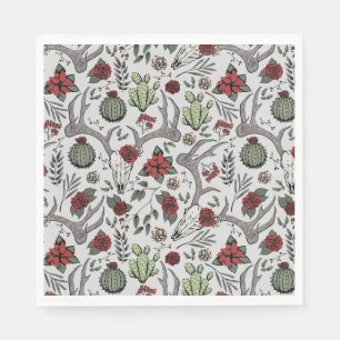 Red and Green Country Cowgirl Christmas Antlers Napkin