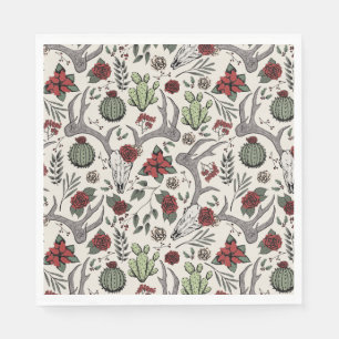 Red and Green Country Cowgirl Christmas Antlers Napkin