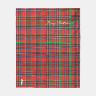 Red and green, cute Christmas check pattern Fleece Blanket