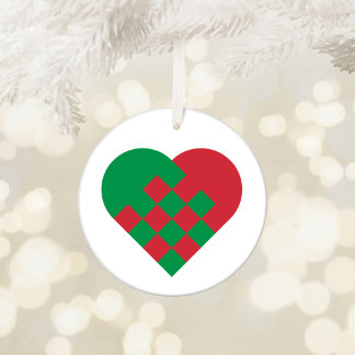 Red and Green Danish Heart Ceramic Ornament