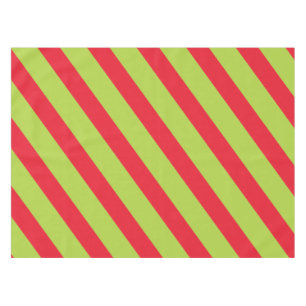 Red and Green Diagonal Stripe Tablecloth