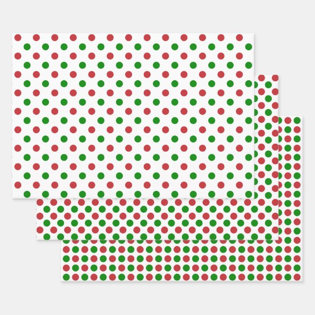 Red and Green Dots Wrapping Paper Sheets (Set)