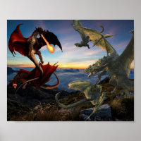 Red and Green Dragon Battle Fantasy