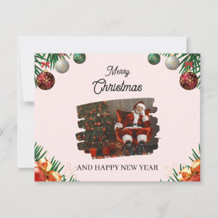 Red and Green Festive Photo Merry Christmas Holiday Card
