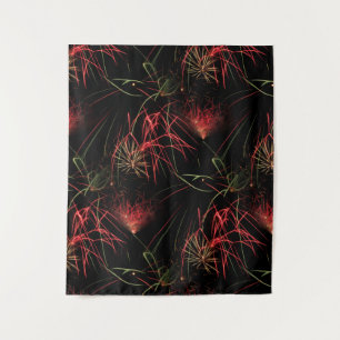 Red and Green Fireworks Pattern Tapestry