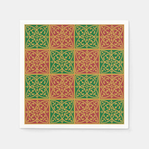 Red and Green Fleur-de-lis Pattern Napkin